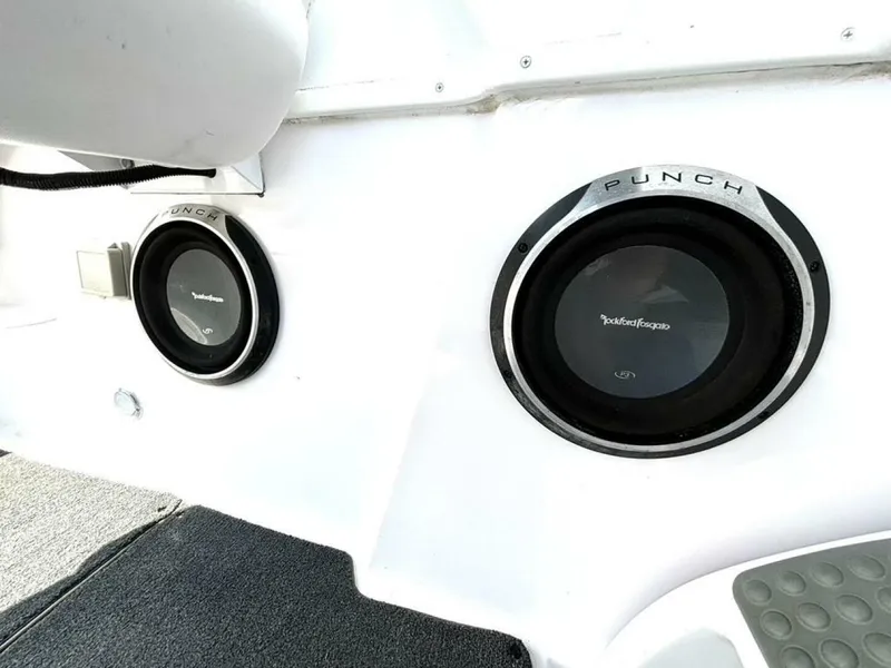 Slide: The Image of Rockford Fosgate speakers installed in a 2005 Donzi 33ZX boat interior. - 41