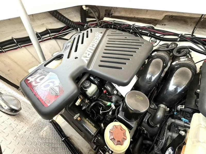 Slide: The Image of Engine compartment of a 2005 Donzi 33ZX with a Mercury 496 engine. - 46