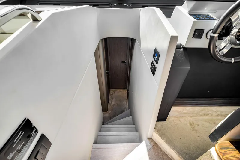 Slide: The Image of Interior staircase of 2021 Azimut S6 yacht, leading to lower deck. - 20