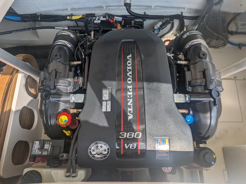 Slide: The Image of Volvo Penta V8 engine in 2018 Chris-Craft Launch 27 boat, showcasing power and design. - 19