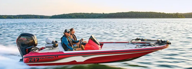 Slide: The Image of 2026 Nitro Z17 boat at Foothills Marine Center showroom. - 1