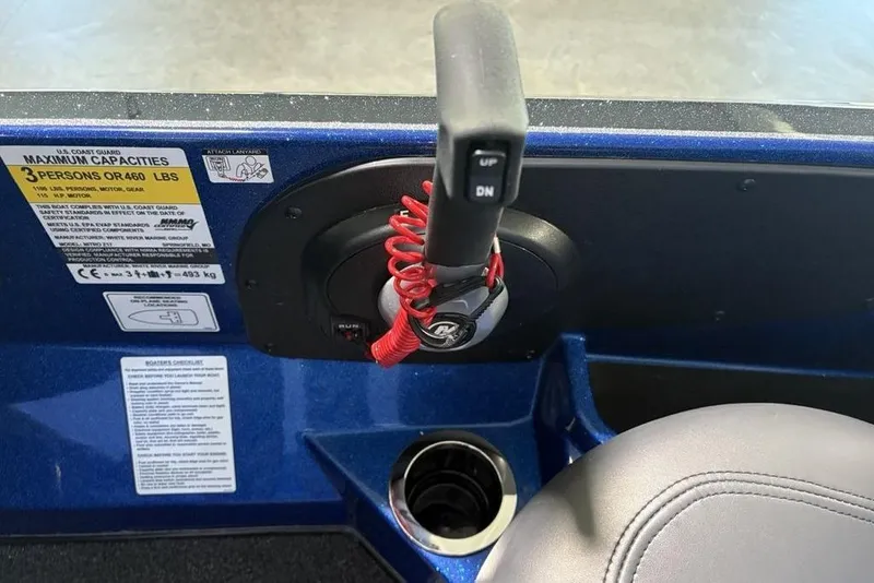 Slide: The Image of Control panel of a 2026 Nitro Z17 boat with capacity and safety labels. - 14