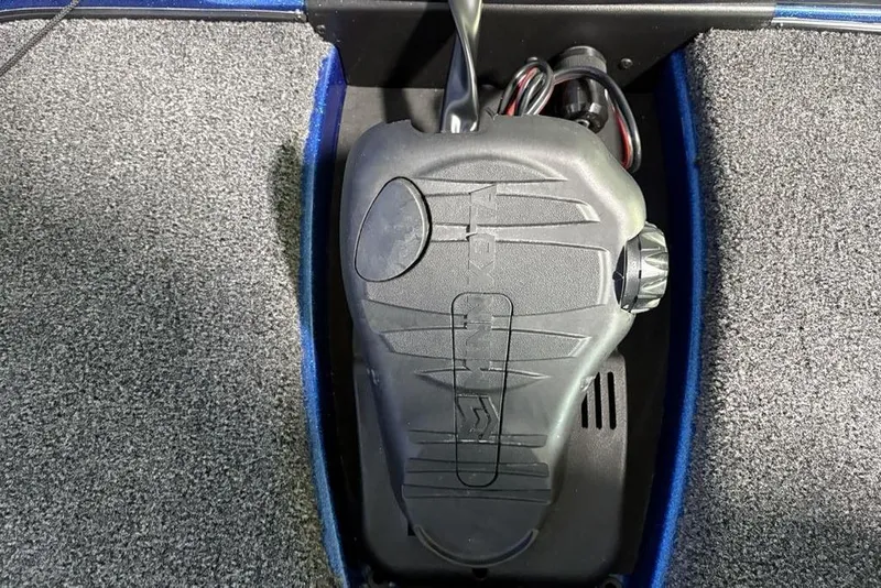 Slide: The Image of Foot pedal control in a 2026 Nitro Z17 boat, featuring a Minn Kota trolling motor. - 3