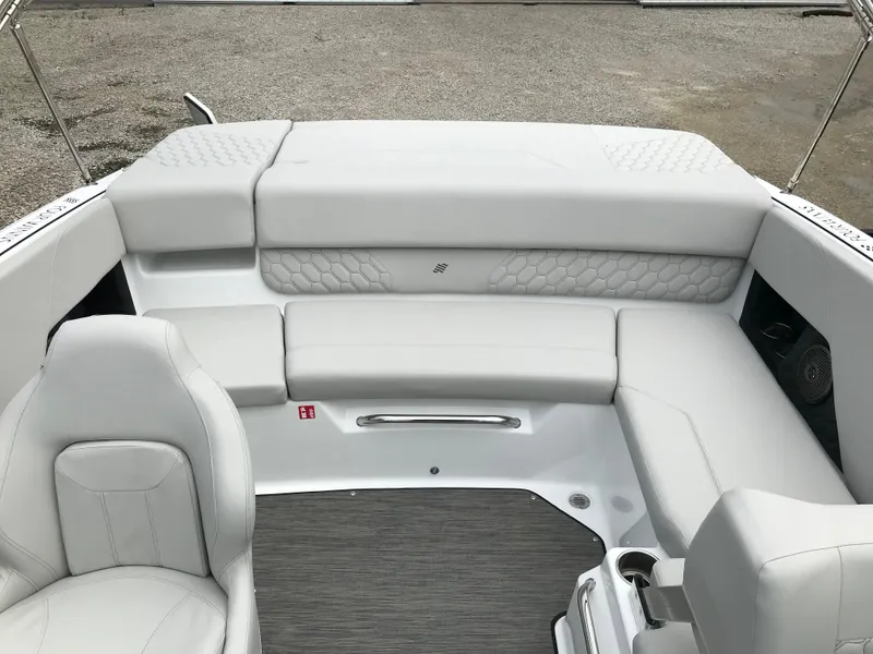 Slide: The Image of 2026 Four Winns H-1 FREEDOM boat interior with white seating and modern design. - 17