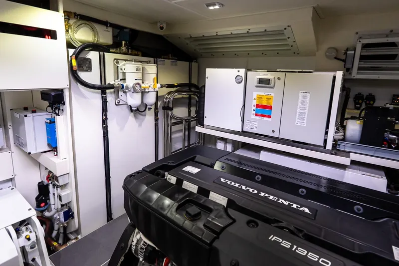 Slide: The Image of Engine room of 2026 Absolute NAVETTA 70 yacht with Volvo Penta IPS1950 engine. - 82