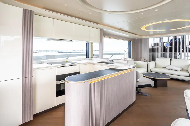 Slide: The Image of Luxurious kitchen interior of 2026 Absolute NAVETTA 70 yacht with modern design. - 34