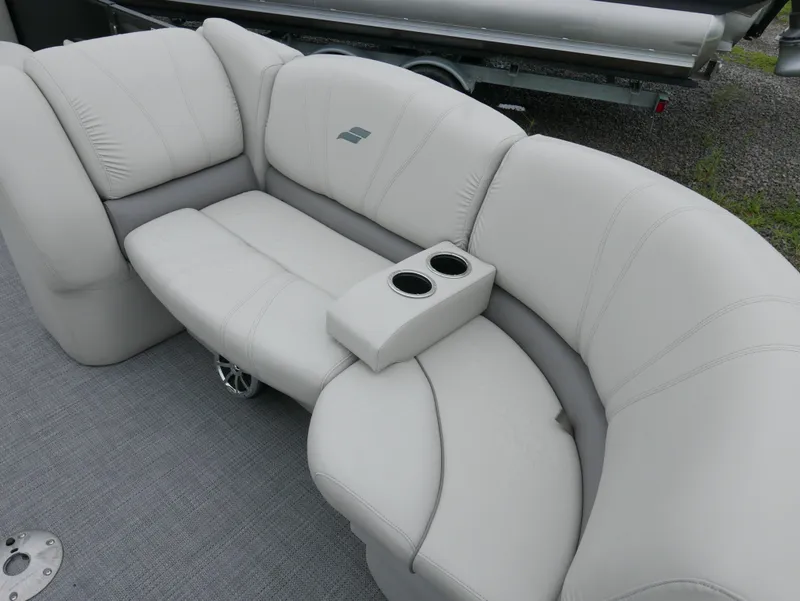 Slide: The Image of Luxurious seating on 2017 Starcraft SLS3 boat with cup holders and plush upholstery. - 7
