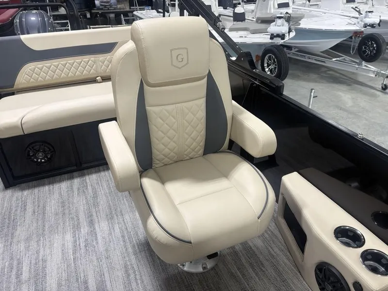 Slide: The Image of Luxurious seating on 2025 Godfrey Sweetwater 2286 SFLC pontoon boat, featuring premium upholstery. - 23
