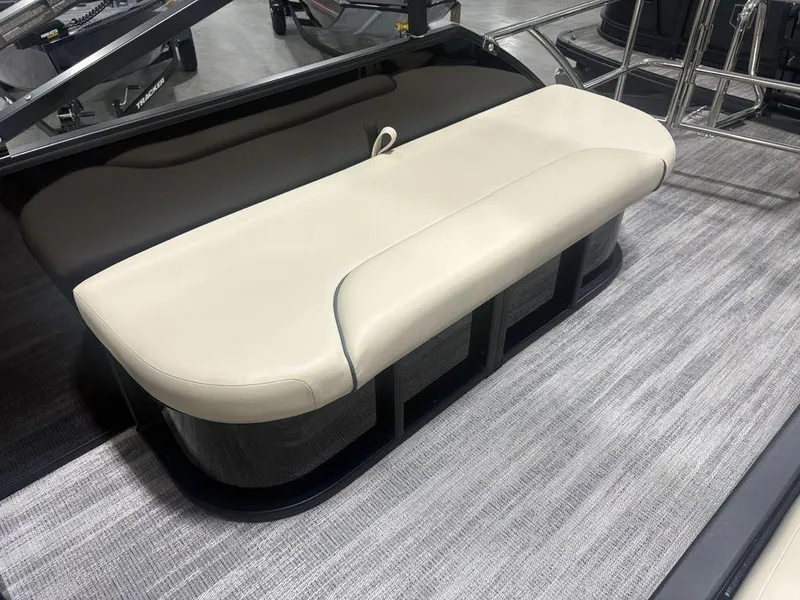 Slide: The Image of Beige seating on 2025 Godfrey Sweetwater 2286 SFLC pontoon boat, gray flooring. - 37
