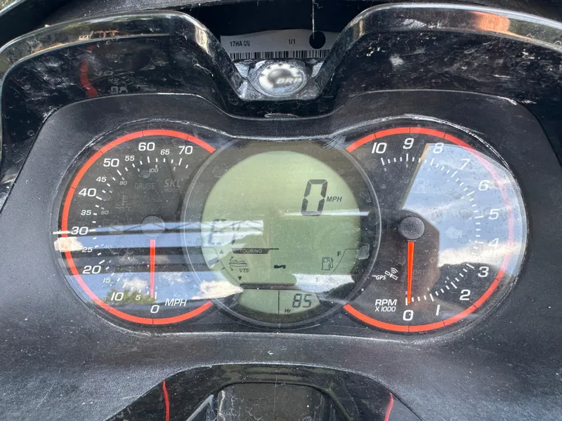 Slide: The Image of Close-up of 2017 Sea-Doo RXT 260 dashboard displaying speedometer and tachometer. - 6