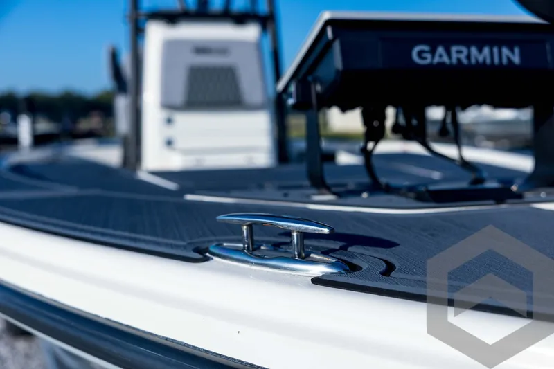 Slide: The Image of 2026 Pathfinder 2300 HPS boat deck with Garmin equipment, close-up view. - 44