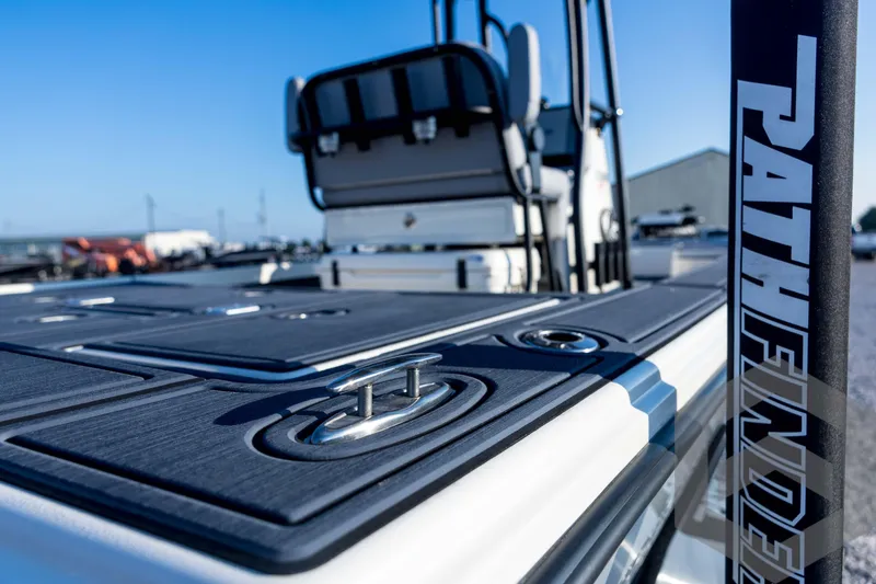 Slide: The Image of 2026 Pathfinder 2300 HPS boat deck with sleek design and modern features. - 47