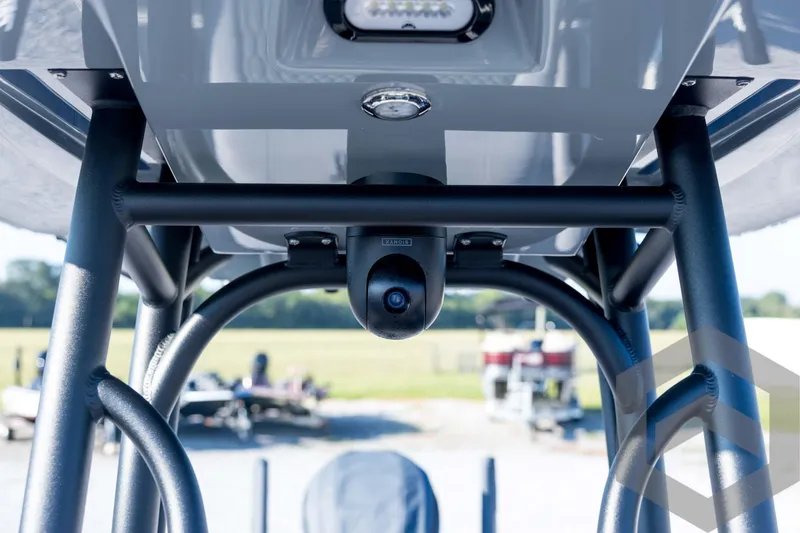 Slide: The Image of 2026 Pathfinder 2300 HPS boat interior with advanced camera system and sturdy framework. - 92