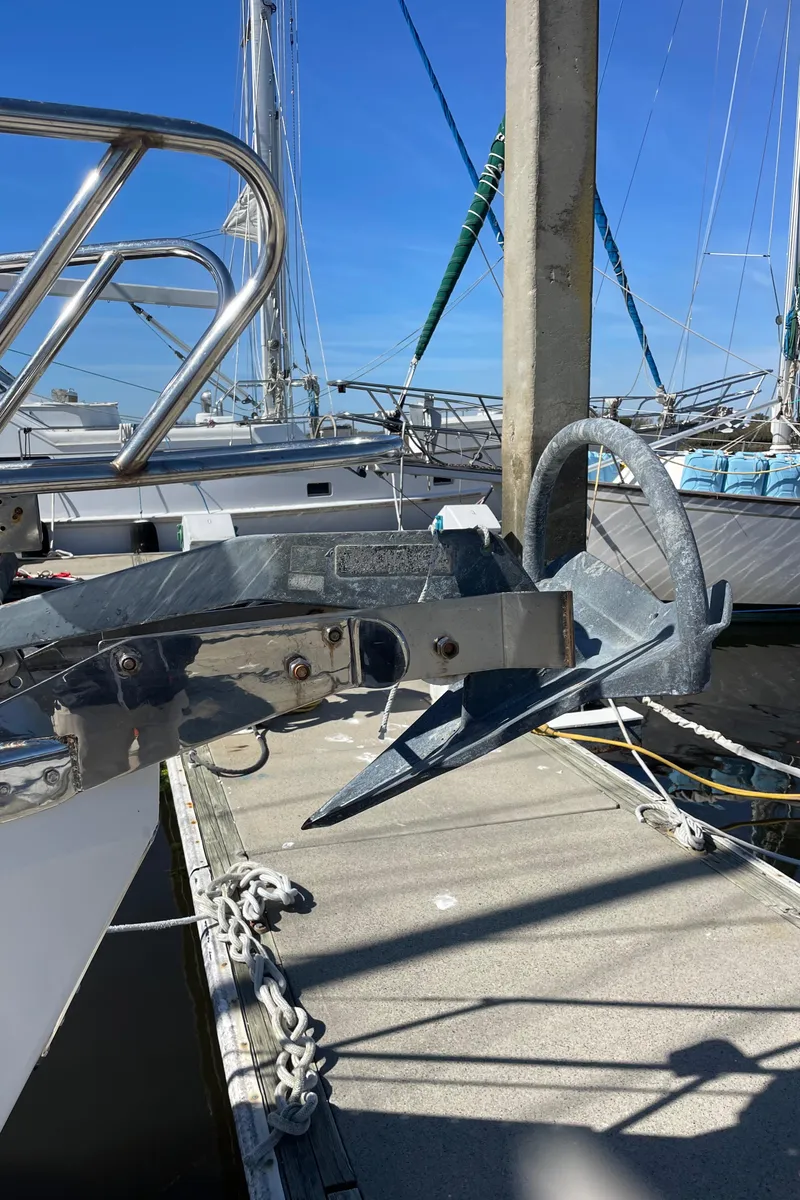 Slide: The Image of Catalina 400 sailboat anchor at dock, sunny day, 1998 model. - 10