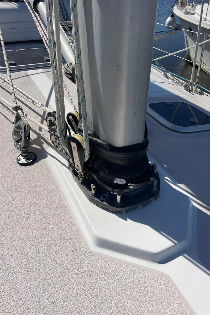 Slide: The Image of Mast base of 1998 Catalina 400 sailboat with rigging details. - 41