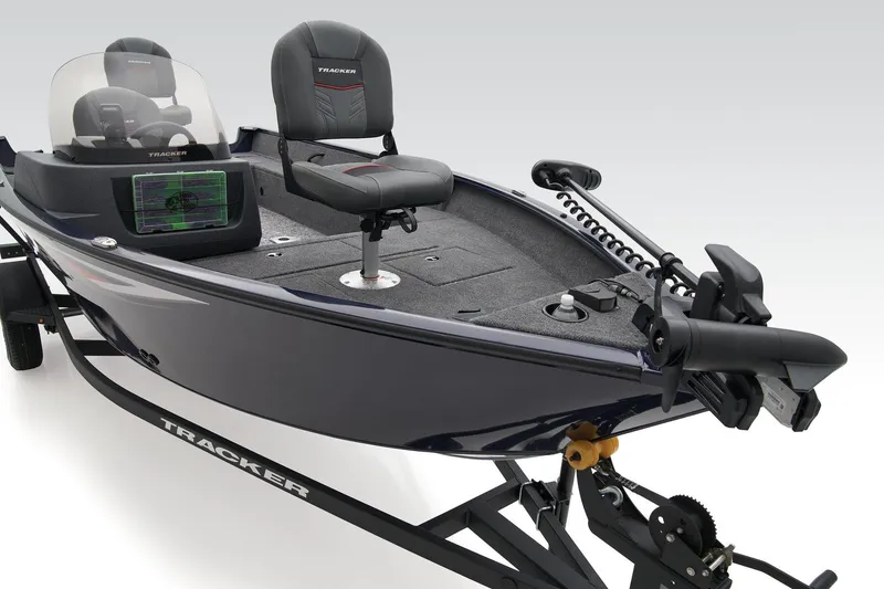 Slide: The Image of Manufacturer Provided Image: 2026 Tracker Pro Guide V-16 SC fishing boat on trailer, featuring advanced navigation system. - 12