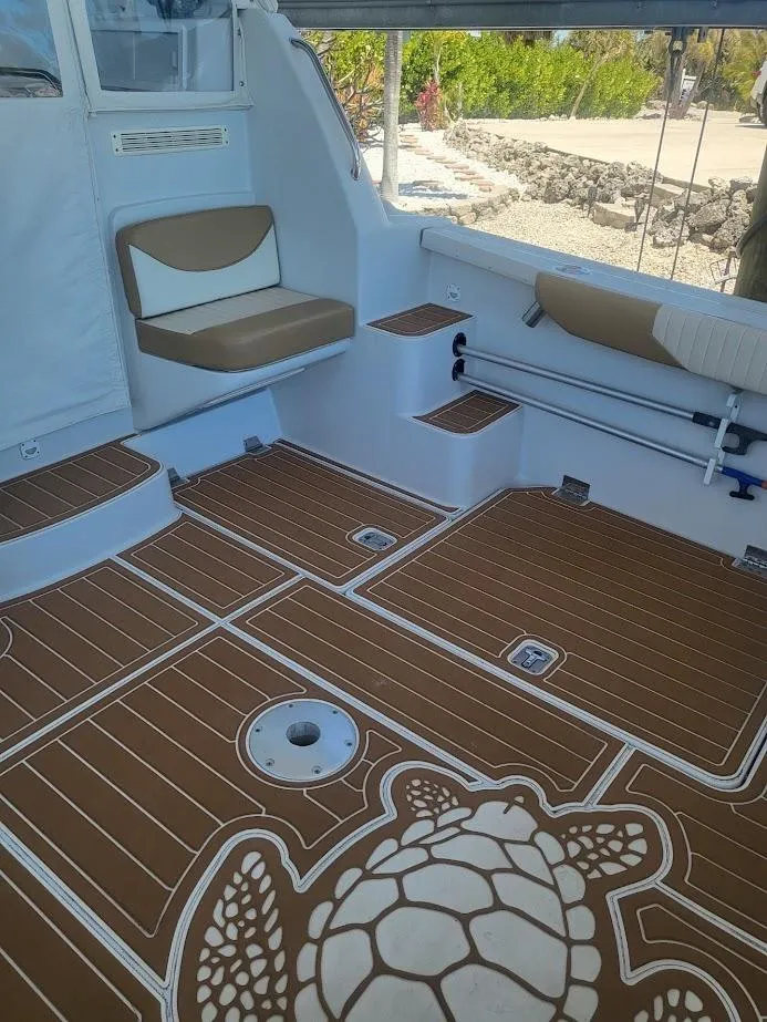 Slide: The Image of 2005 Glacier Bay 3480 Ocean Runner boat interior with turtle design flooring. - 5