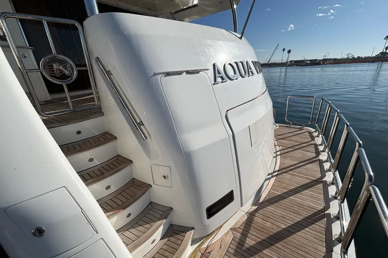 Slide: The Image of Luxury yacht Norseman 80, 2010 model, with elegant deck and staircase. - 118