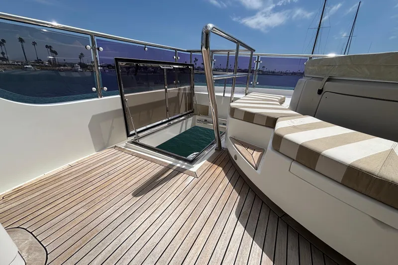 Slide: The Image of Luxury Norseman 80 yacht deck with seating and open hatch, 2010 model. - 143