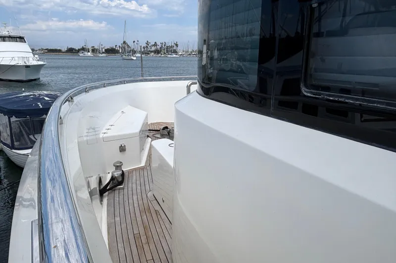 Slide: The Image of Luxury Norseman 80 yacht deck, 2010 model, docked in a marina. - 175