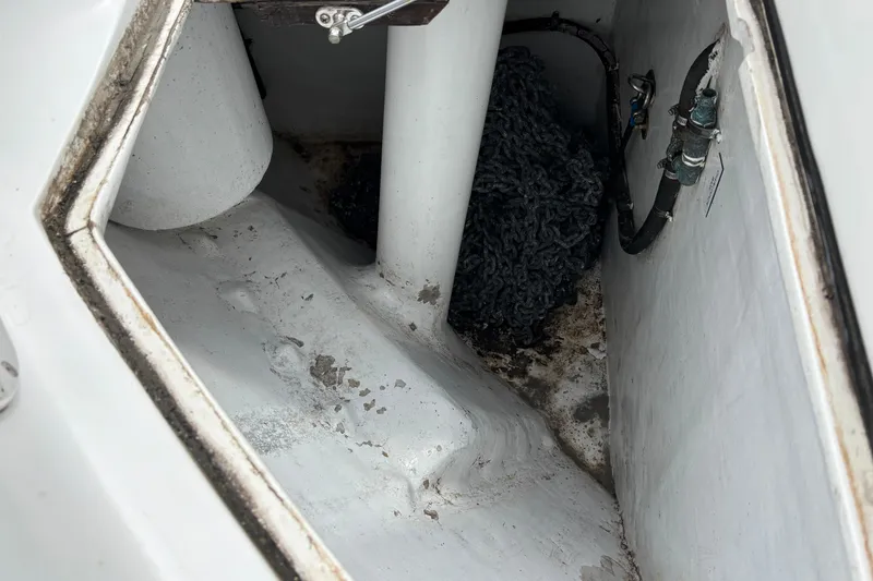 Slide: The Image of Anchor chain compartment of 2010 Norseman 80 yacht, showing chain and fittings. - 180