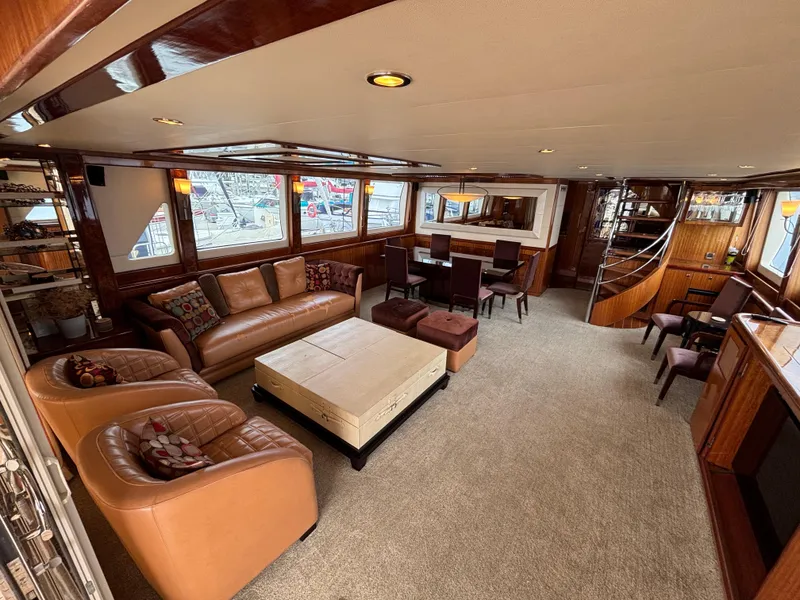 Slide: The Image of Luxurious interior of 2010 Norseman 80 yacht with leather seating and elegant dining area. - 2