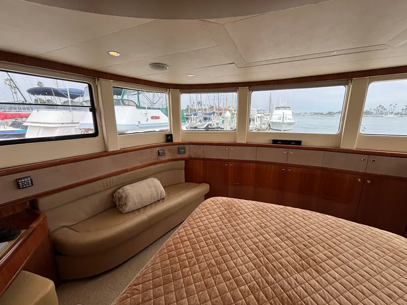 Slide: The Image of Luxurious interior of 2010 Norseman 80 yacht with marina view. - 36