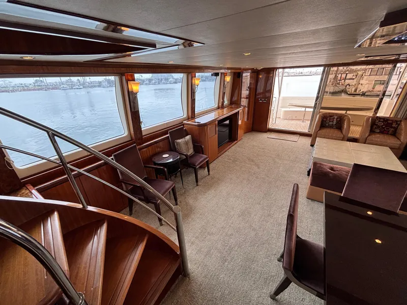Slide: The Image of Luxurious interior of 2010 Norseman 80 yacht with elegant seating and panoramic windows. - 7