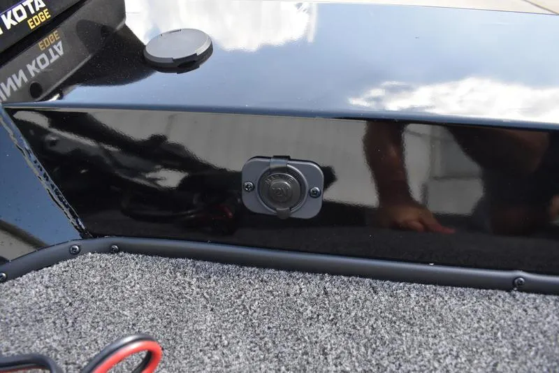 Slide: The Image of 2026 Lowe Skorpion 17 boat detail with Minn Kota Edge trolling motor plug. - 13