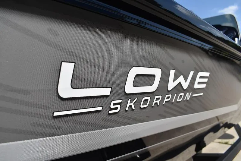 Slide: The Image of 2026 Lowe Skorpion 17 boat logo on sleek, modern hull design. - 3