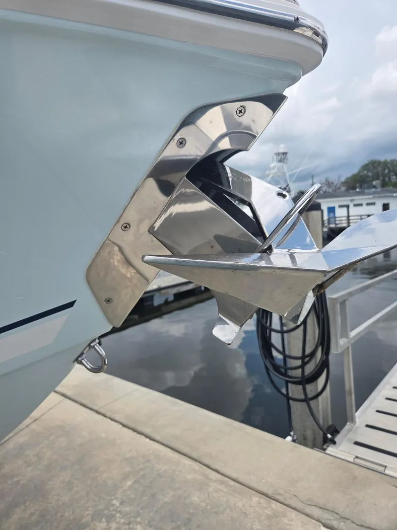 Slide: The Image of Close-up of a 2015 Jupiter 26 FS boat anchor at a marina dock. - 20