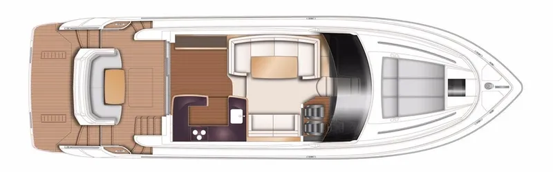 Slide: The Image of Top view layout of 2016 Princess 52 Flybridge Yacht, showcasing interior and deck design. - 41