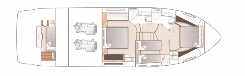 Slide: The Image of Floor plan of a 2016 Princess 52 Flybridge Yacht, showcasing interior layout and engine placement. - 42