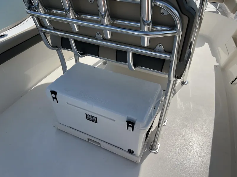 Slide: The Image of 2025 Key West 239 FS boat interior with cooler under seat. - 9