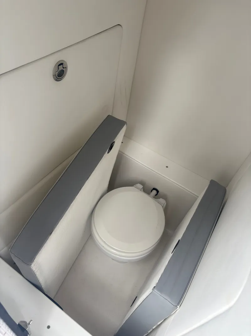 Slide: The Image of Compact marine toilet in 2023 Concept 32' CC boat interior. - 6