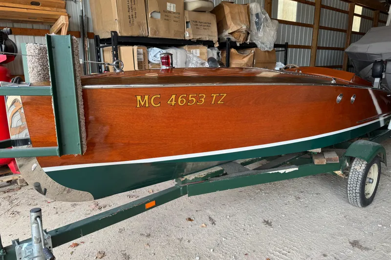 The Image of 2010 Hacker-Craft Gentleman's Racer Replica on trailer in storage. - 0