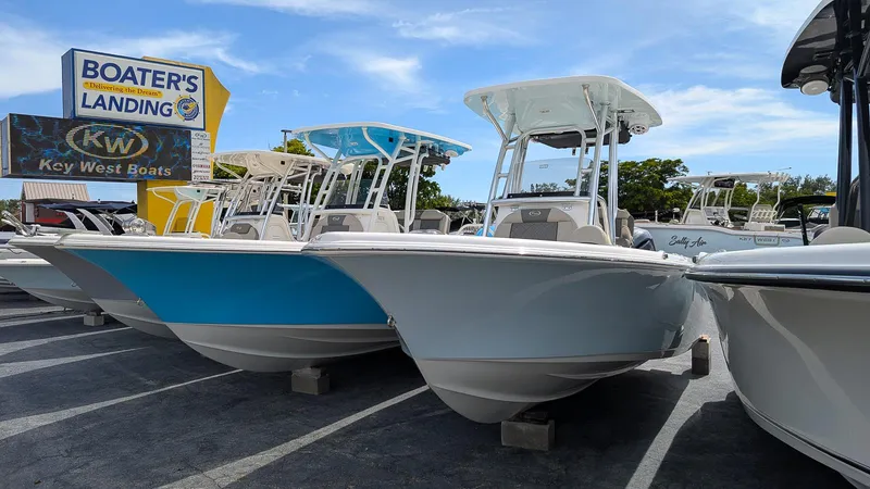 The Image of 2026 Key West 219 FS boats displayed at Boater's Landing under a clear blue sky. - 0