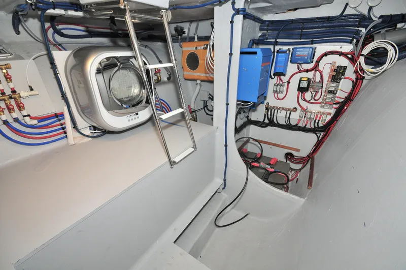 Slide: The Image of Interior of NEEL 47 (2025) yacht showing electrical systems and wiring. - 22