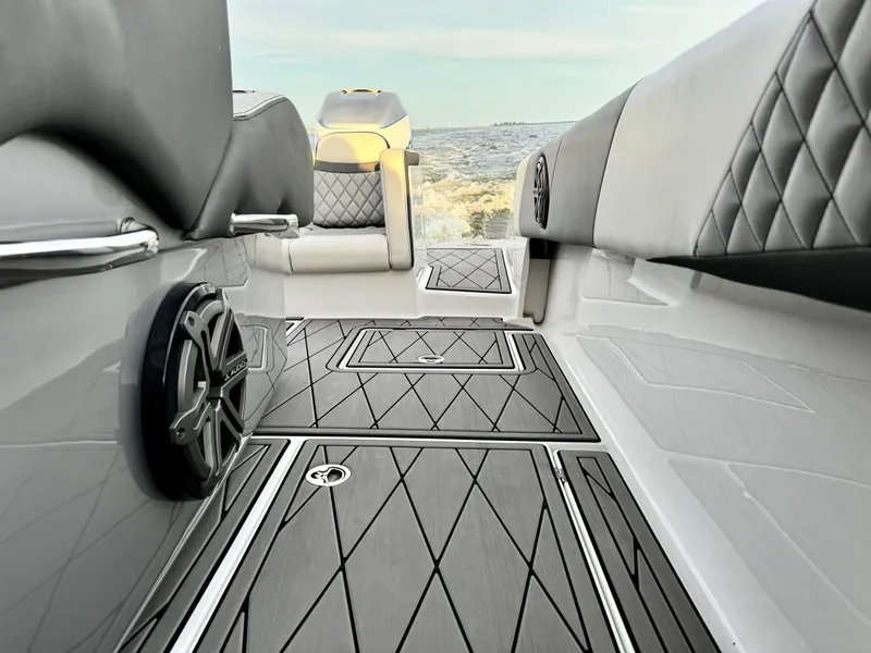 Slide: The Image of Luxurious interior of 2019 Statement 350 Open boat with sleek seating and modern design. - 5