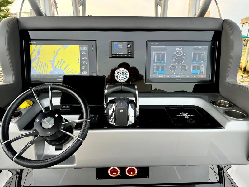 Slide: The Image of Helm of 2019 Statement 350 Open boat with advanced navigation and control systems. - 9