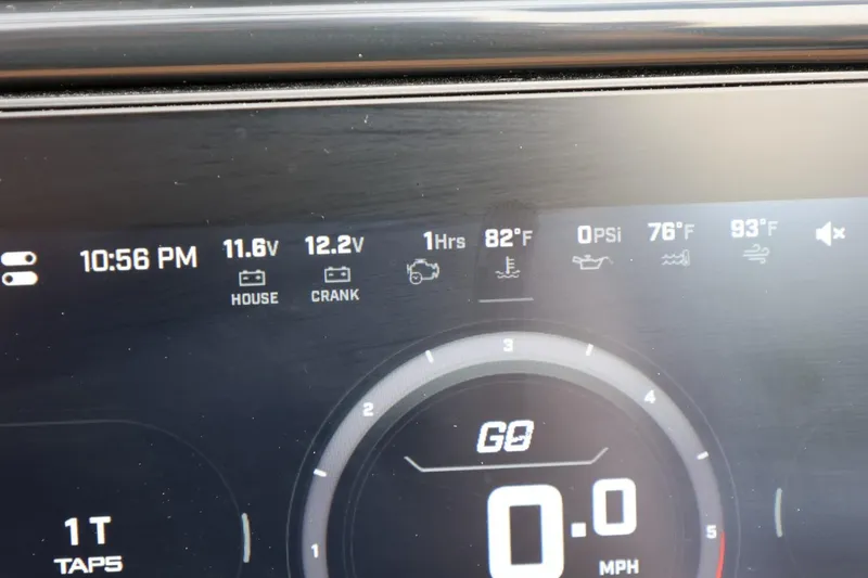 Slide: The Image of ATX Surf Boats 2026 dashboard display showing time, voltage, temperature, and speedometer. - 27