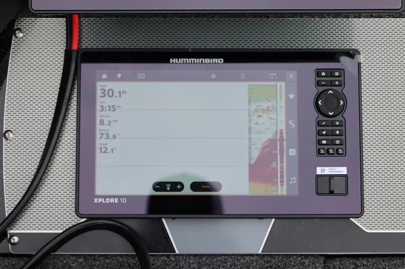 Slide: The Image of Humminbird Xplore 10 fish finder on 2026 Lund 2075 Pro-V Bass XS boat. - 44