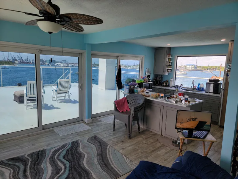 Slide: The Image of Interior of a 2003 custom floating home with ocean view and modern kitchen. - 47