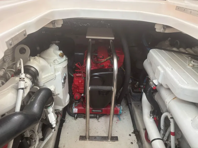 Slide: The Image of Engine compartment of a 2008 Tiara Yachts 3600 Open, showcasing mechanical components. - 15