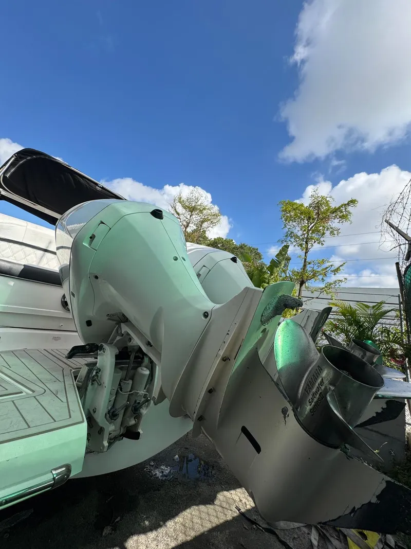 Slide: The Image of 2018 Regal 29 OBX boat engine under clear blue sky. - 4