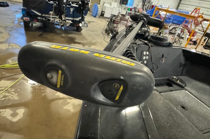 Slide: The Image of 2023 Ranger VX1888 WT boat interior with storage compartment and branded upholstery. - 19