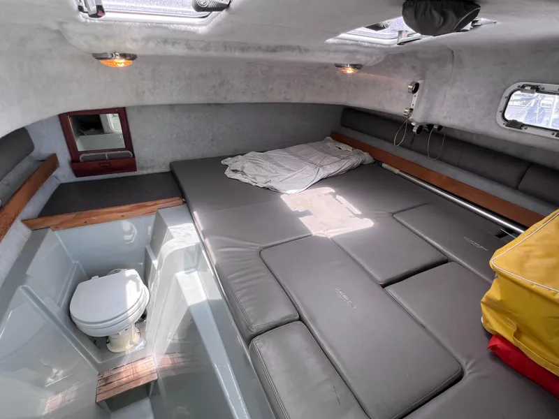 Slide: The Image of 1999 Glacier Bay 2670 Island Runner cabin interior with bed and toilet. - 38