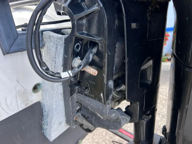 Slide: The Image of Close-up of a 1999 Glacier Bay 2670 Island Runner boat engine component. - 7