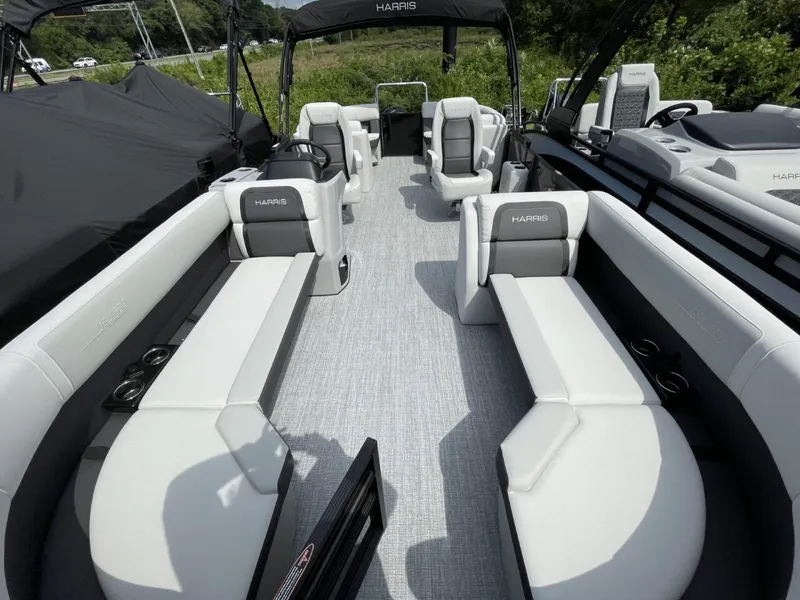 Slide: The Image of 2026 Harris Cruiser 230 interior with spacious seating and modern design. - 2