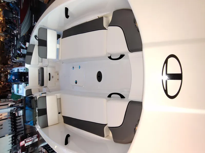 Slide: The Image of 2026 Tahoe T18 boat interior with sleek seating and modern design. - 7